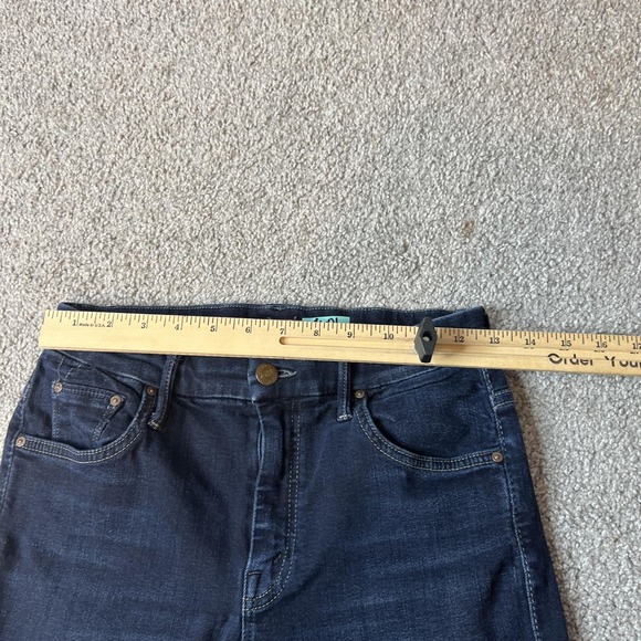 Mother Shorts Womens 28 Dark‎ Wash Denim Cutoff Raw Hem Jean Mid Rise Stretch - Picture 7 of 14